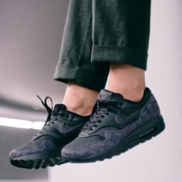 Nike Shoes - NEW Nike  Air Max 1 LX Black Purple Logo Print